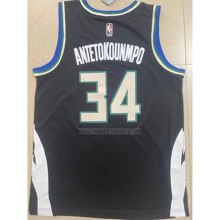 Camiseta Milwaukee Bucks Giannis Antetokounmpo NO 34 Statement 2022-23 Negro
